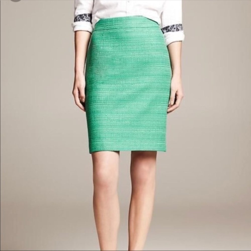 Banana Republic Green Tweed Skirt